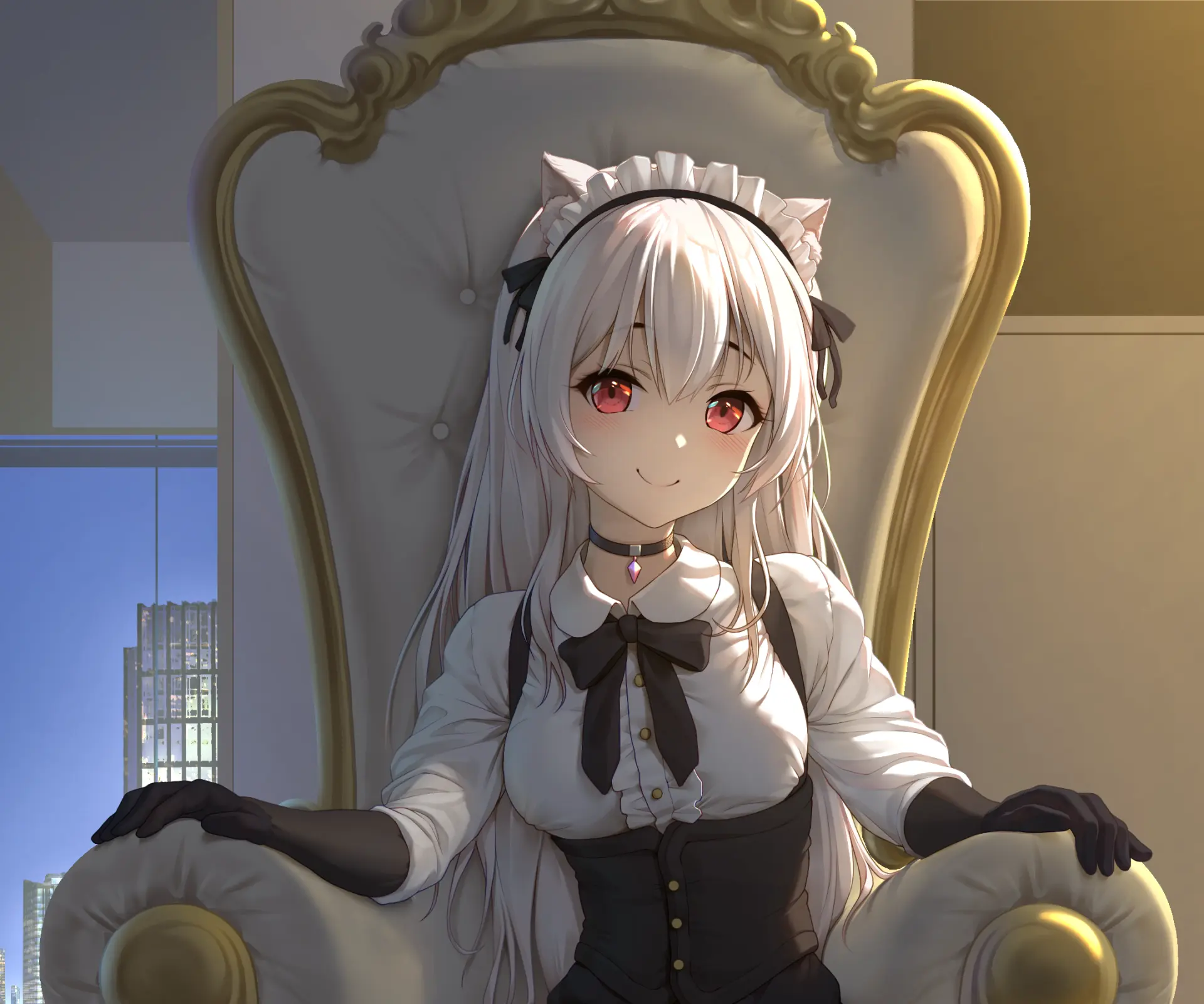 Cô gái anime diện trang phục nữ quản gia dễ thương
