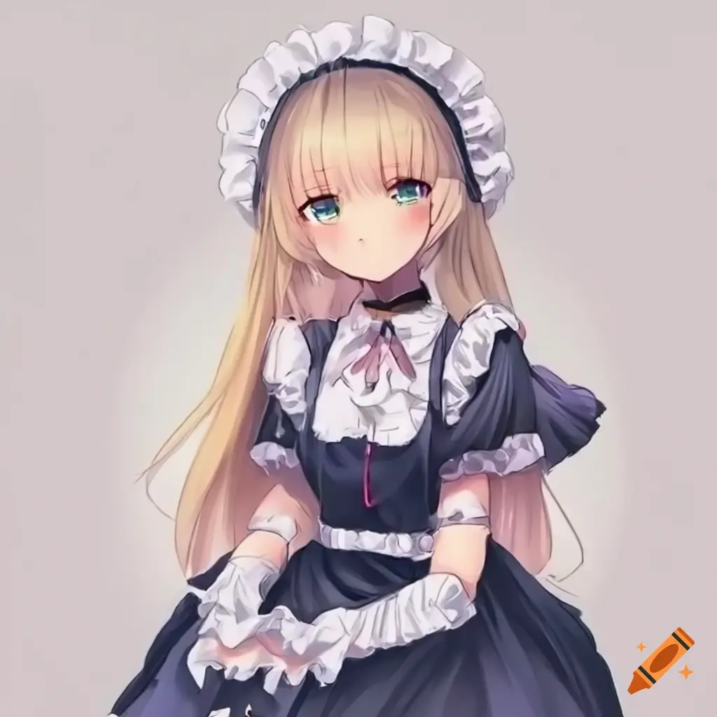 Cô gái anime diện trang phục nữ quản gia dễ thương