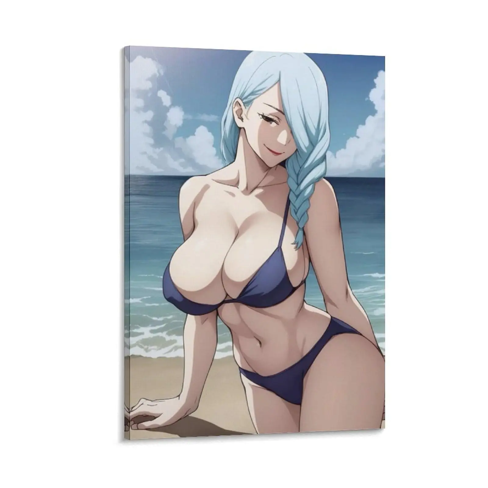 Cô gái anime mặc bikini đang tận hưởng bãi biển xanh