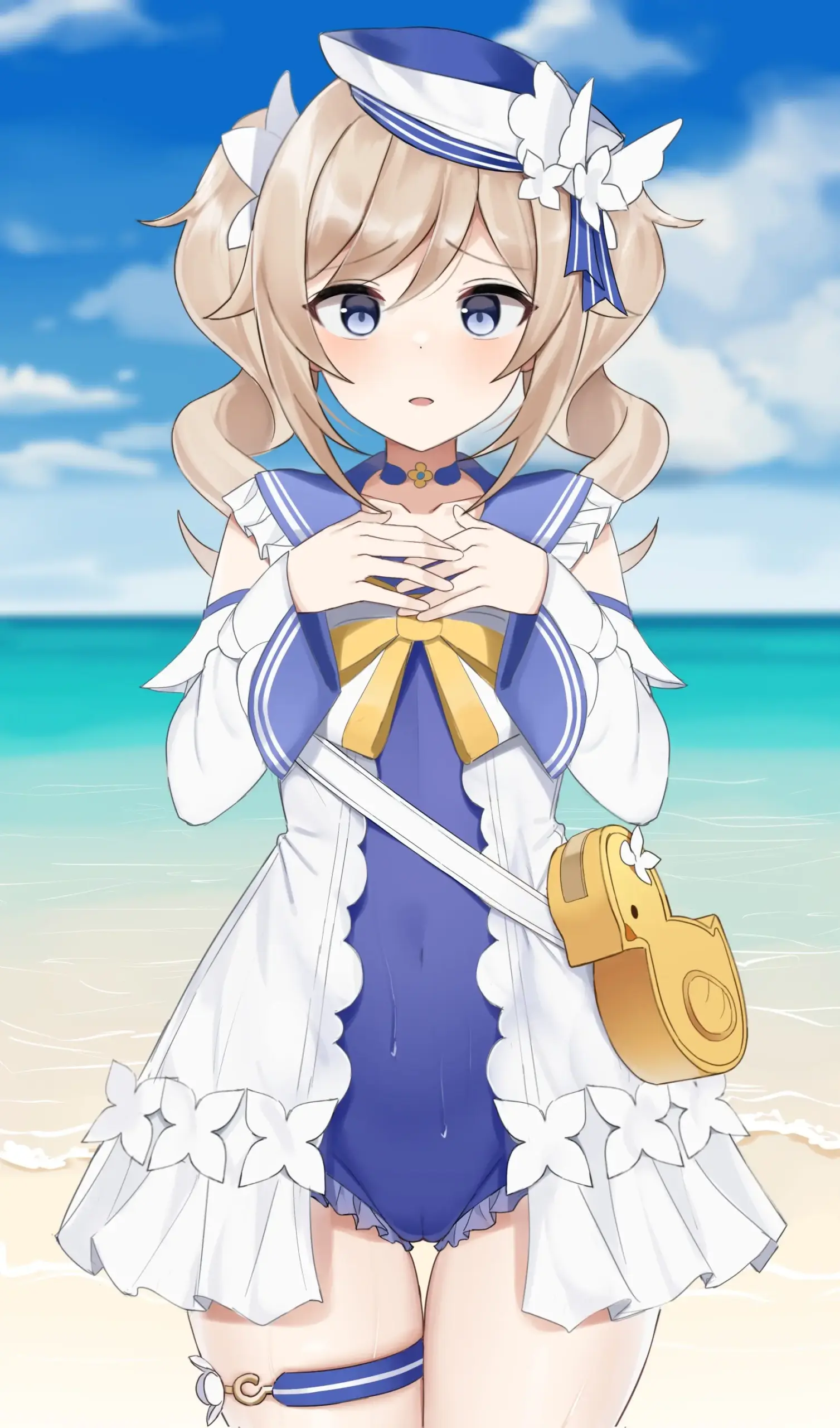 Cô gái anime mặc bikini dễ thương trên bãi biển