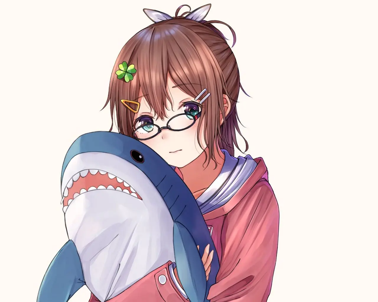 Cô gái và cá mập chibi phong cách nhật bản