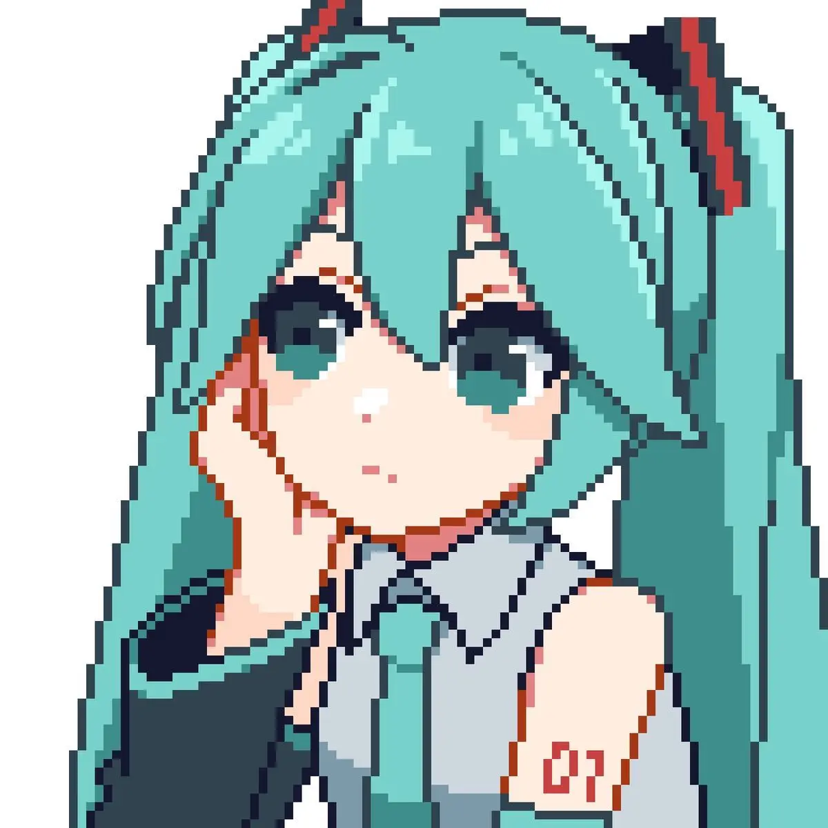 Hatsune miku pixel art phong cách anime fanart