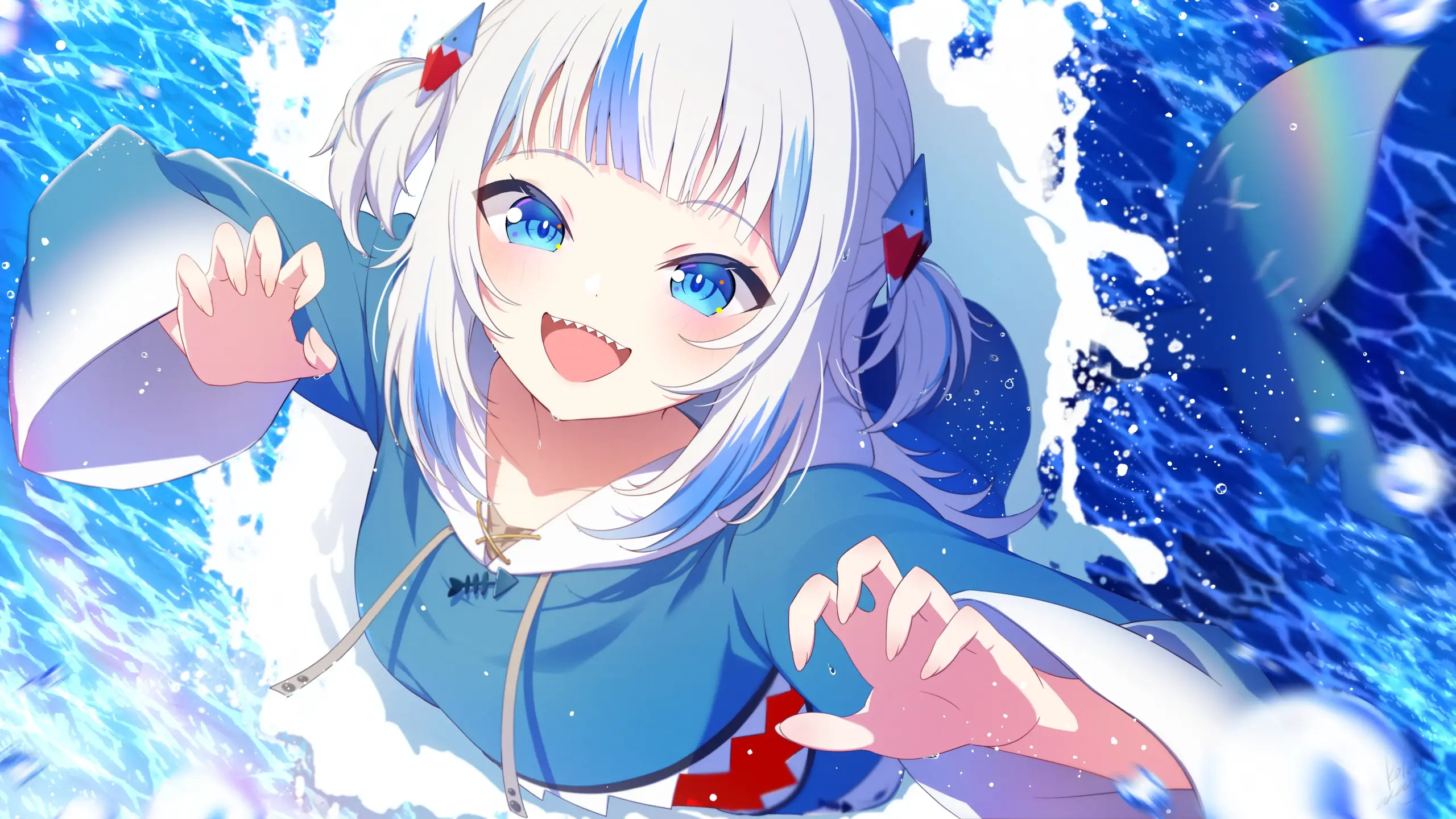 Hình minh họa phong cách nhật bản về cá mập chibi dễ thương