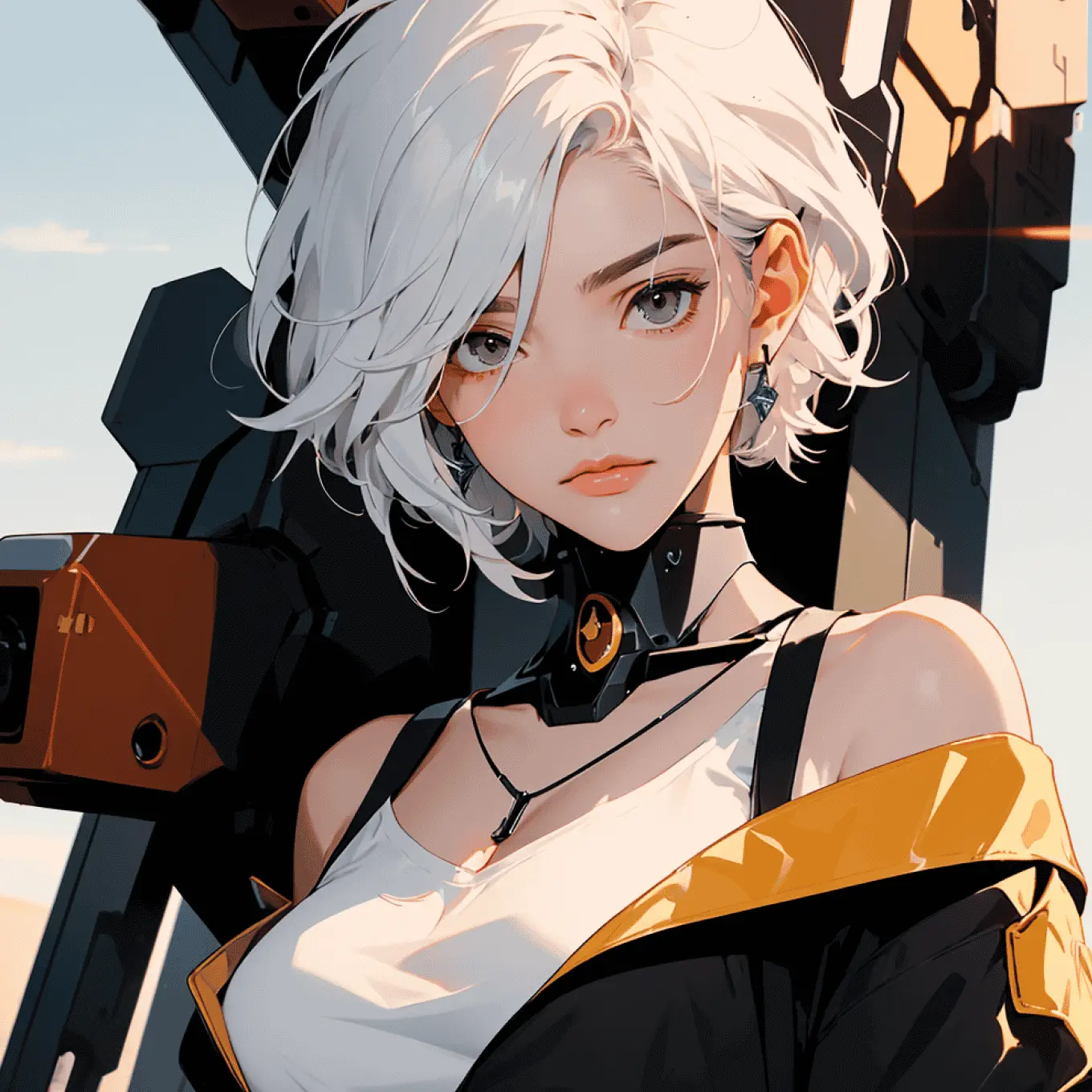 Nữ chiến binh cơ giáp phong cách anime đẹp mê hoặc