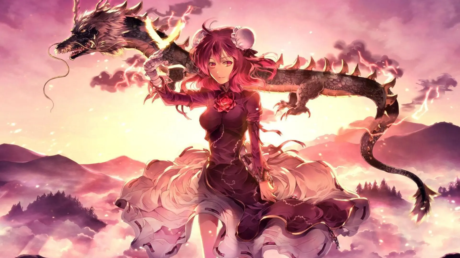 Nữ chiến binh và rồng anime kiêu hãnh bay lượn