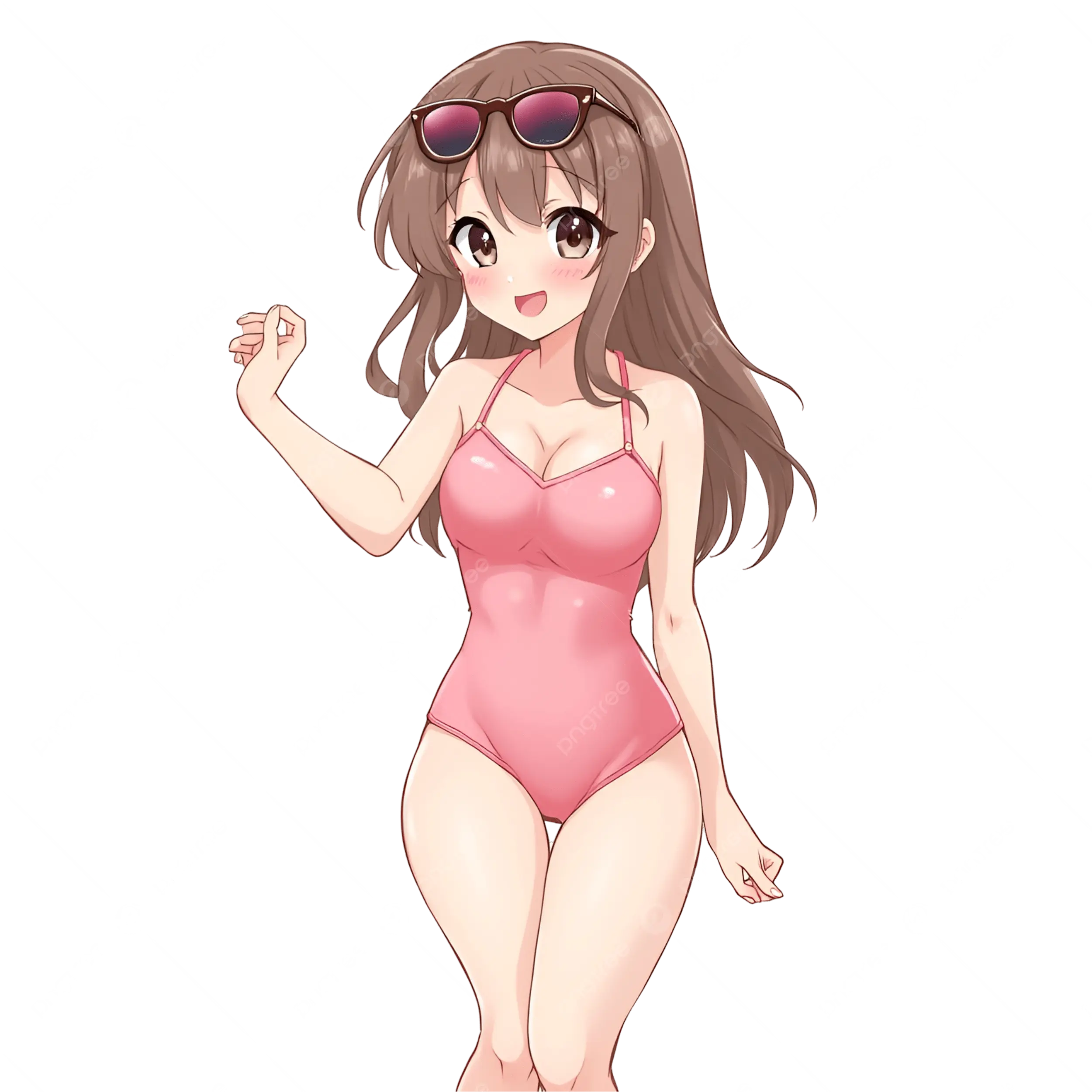 Nữ nhân vật anime diện bikini hồng năng động