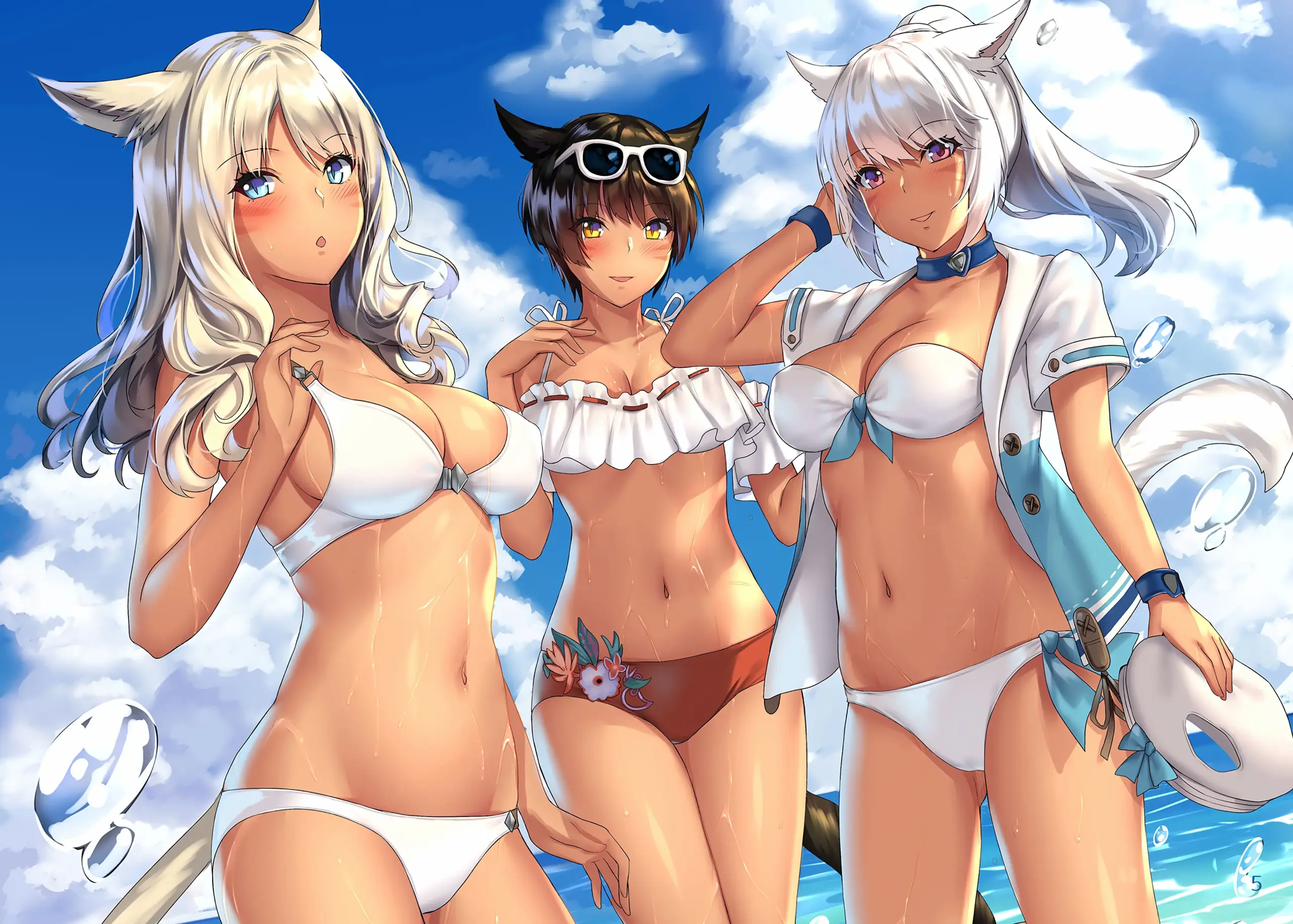 Nữ nhân vật anime diện bikini mát lạnh ngày hè