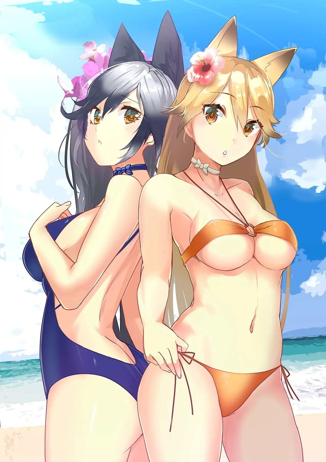 Nữ nhân vật anime diện bikini mát lạnh ngày hè