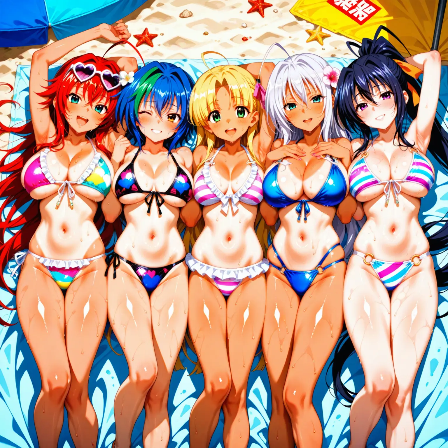 Nữ nhân vật anime diện bikini nóng bỏng trên bãi biển