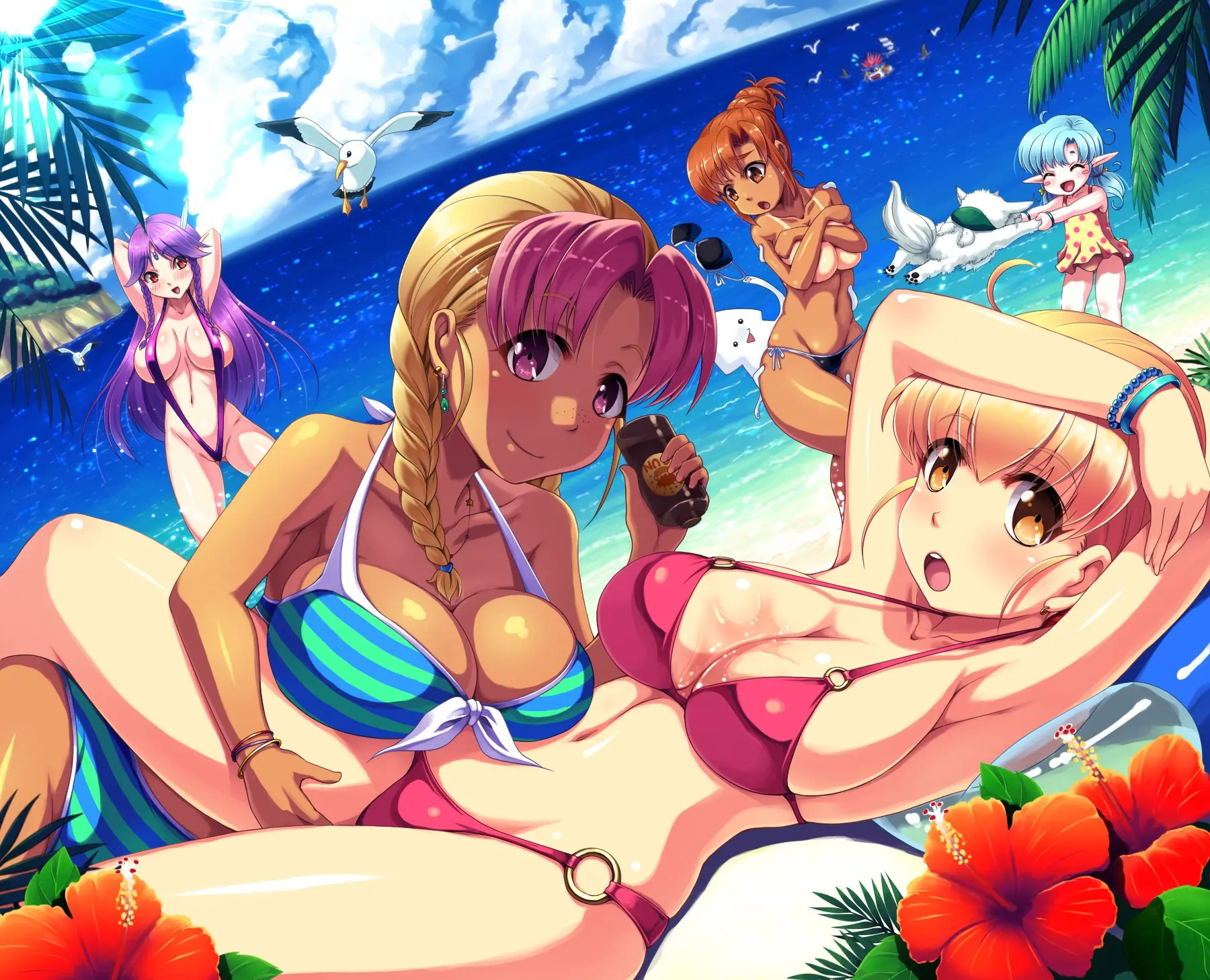 Nữ nhân vật anime diện bikini ở bãi biển xinh đẹp