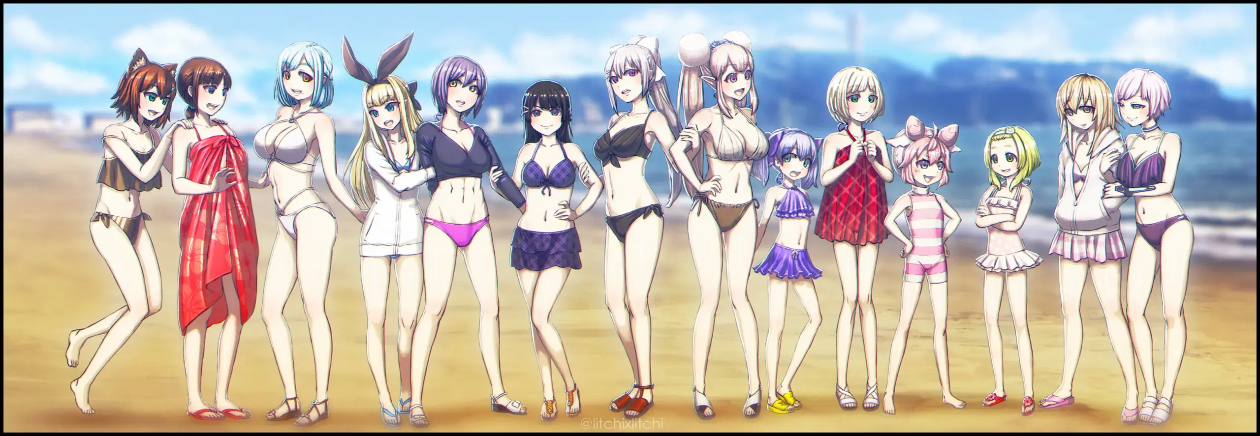 Nữ nhân vật anime diện đồ bơi hè rực rỡ