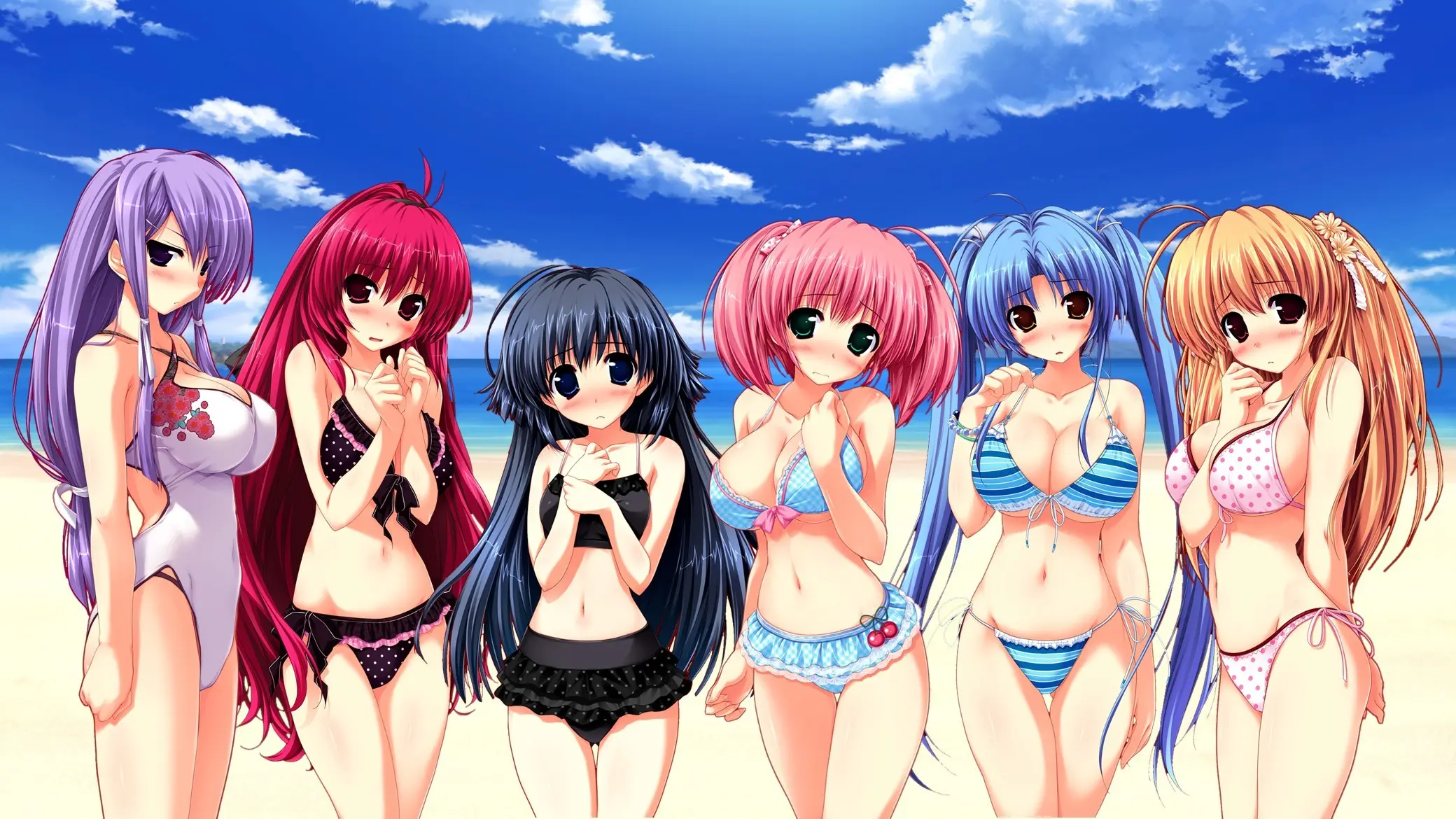Nữ nhân vật anime diện đồ bơi mát mẻ ở biển