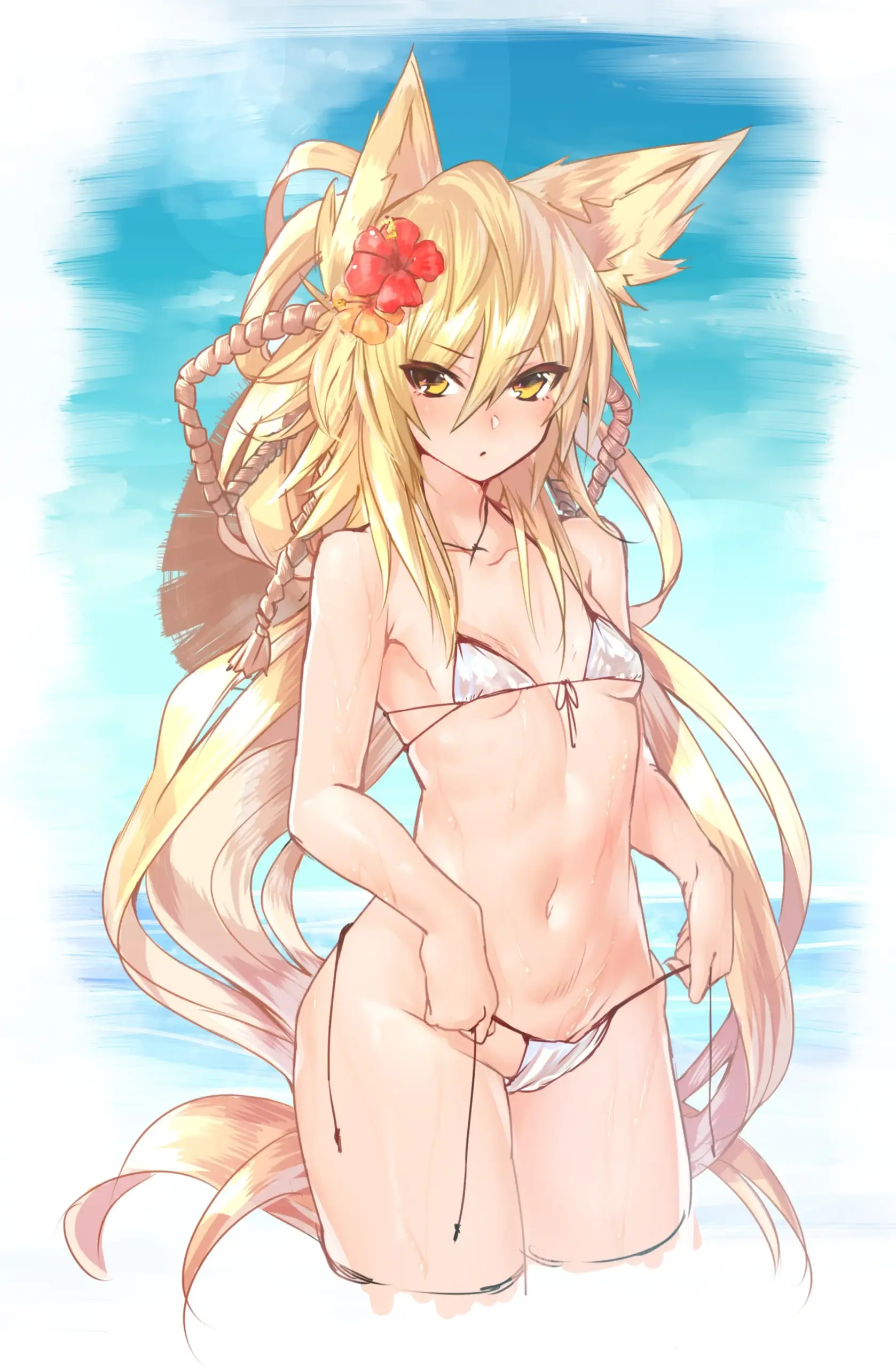 Nữ nhân vật anime mặc đồ bơi bikini dễ thương