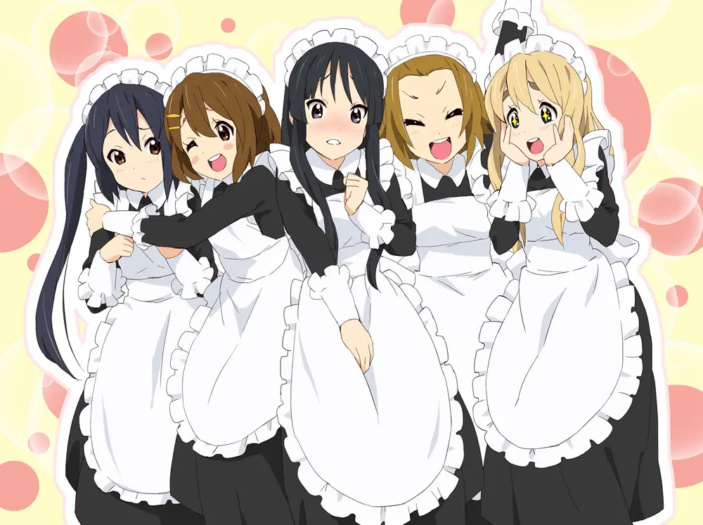 Nữ sinh anime dễ thương trong đồng phục hầu gái