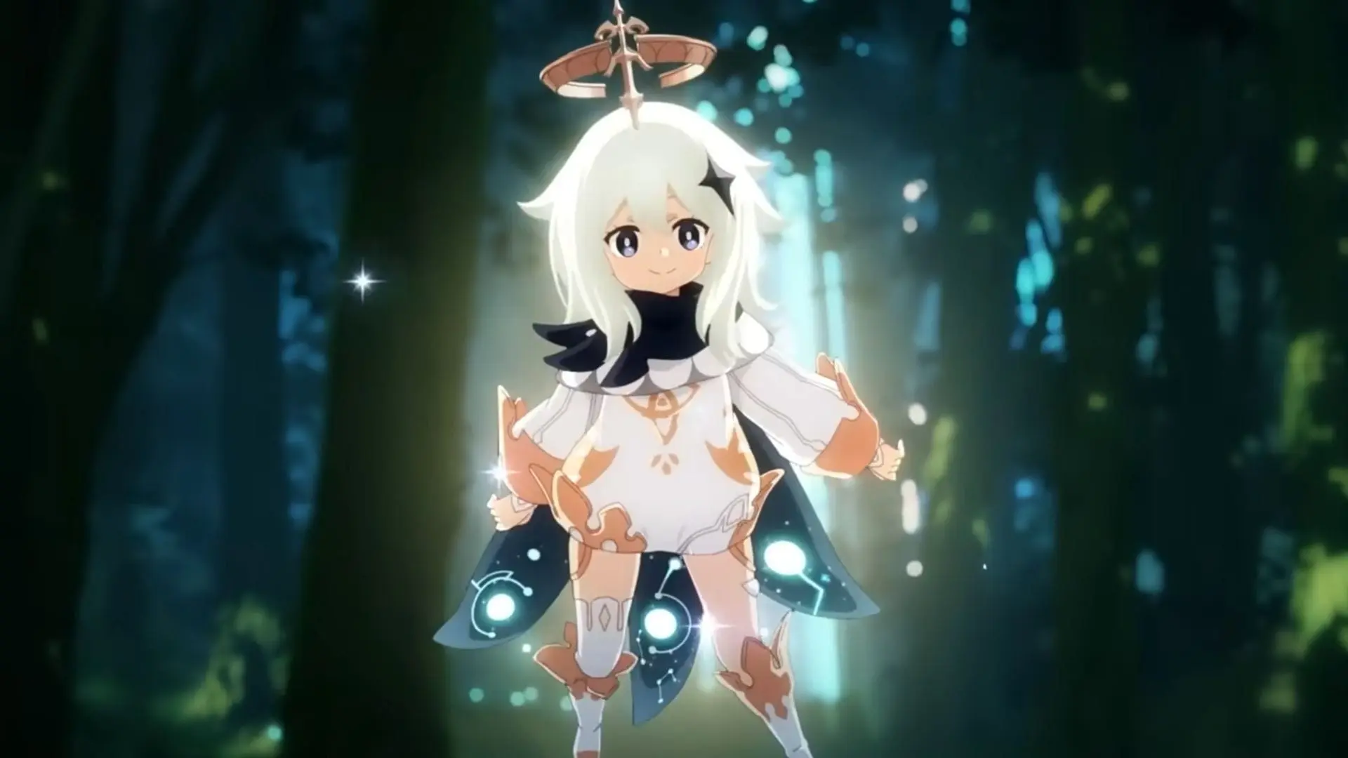 Paimon trong rừng teyvat anime genshin impact đáng yêu