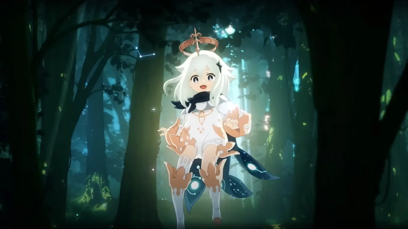 Paimon trong rừng teyvat anime genshin impact đẹp