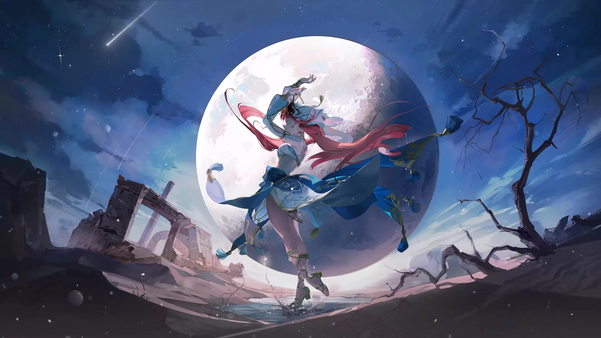 Raiden shogun vung kiếm dưới ánh trăng teyvat đẹp mãn nhãn