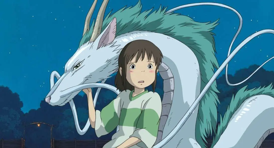 Rồng anime bay lượn cùng chihiro trong đêm tối