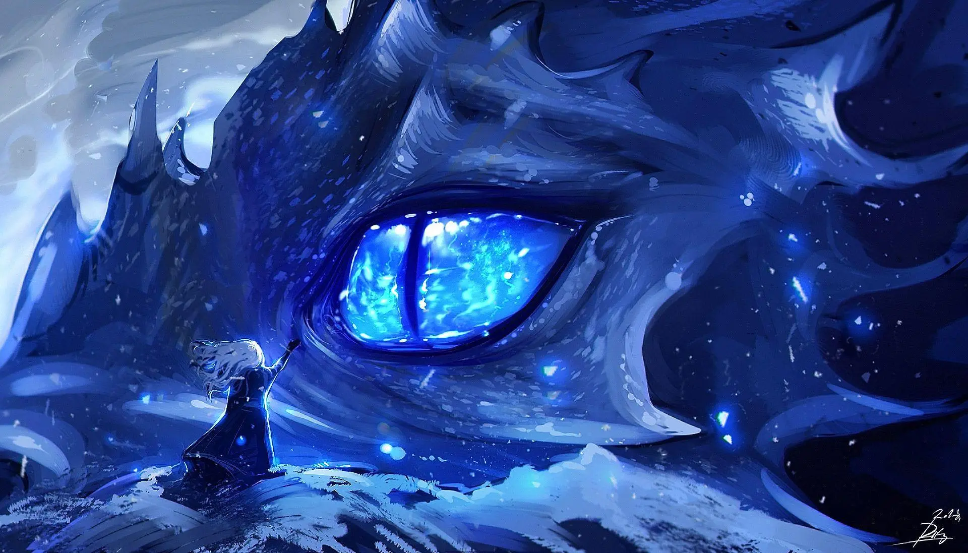 Rồng anime huyền bí với ánh mắt sáng chói