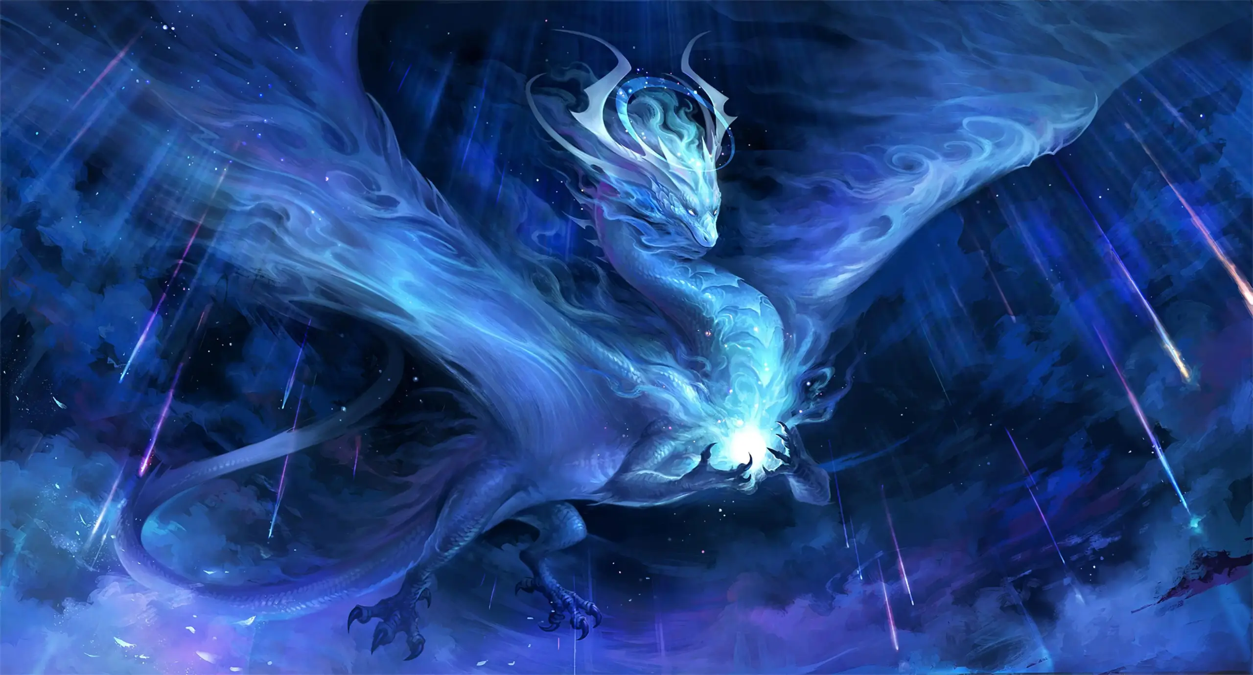 Rồng anime huyền thoại bay lượn trong vũ trụ sâu thẳm