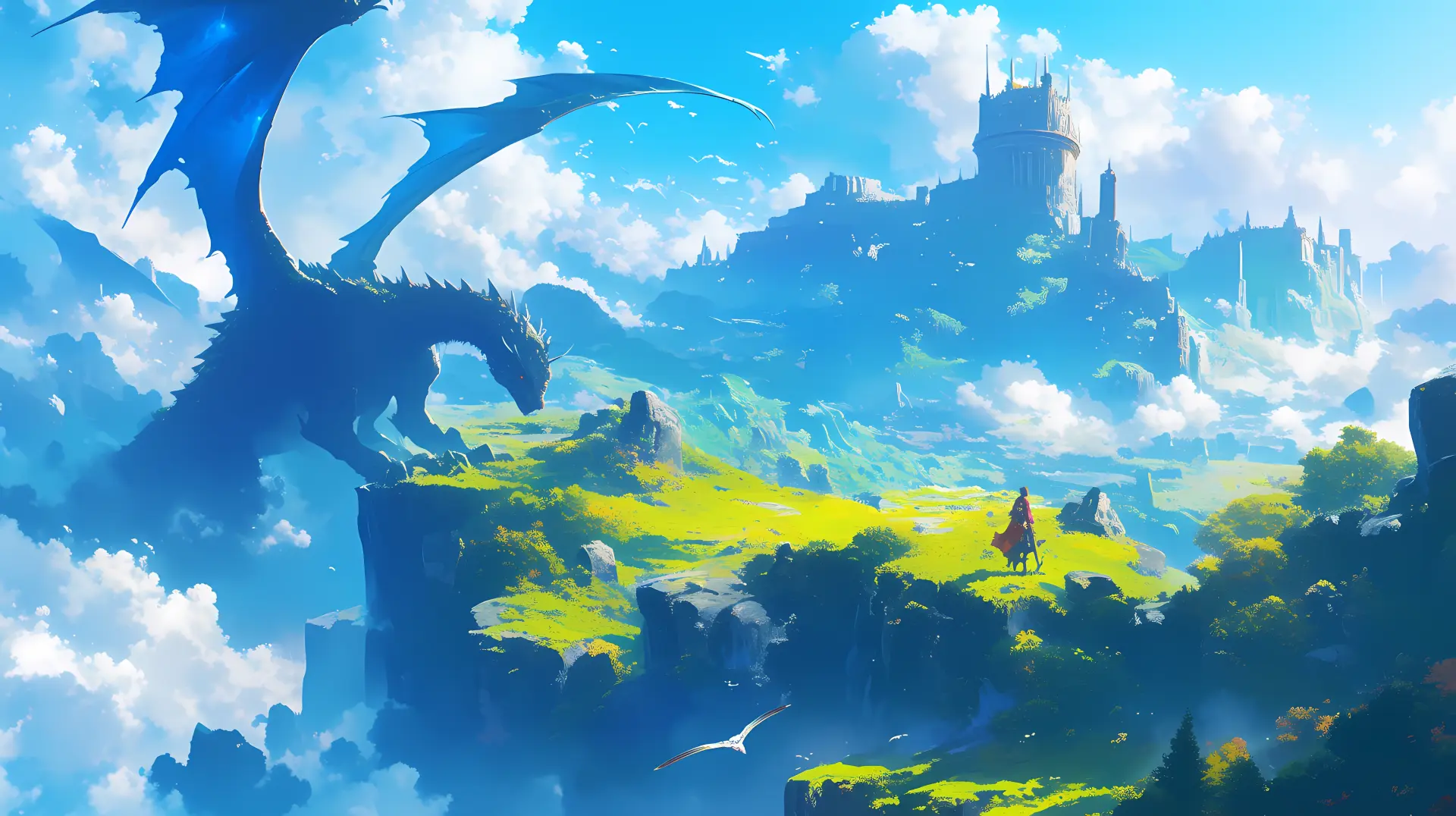Rồng anime kiêu hãnh bay lượn trên vùng đất mộng ước
