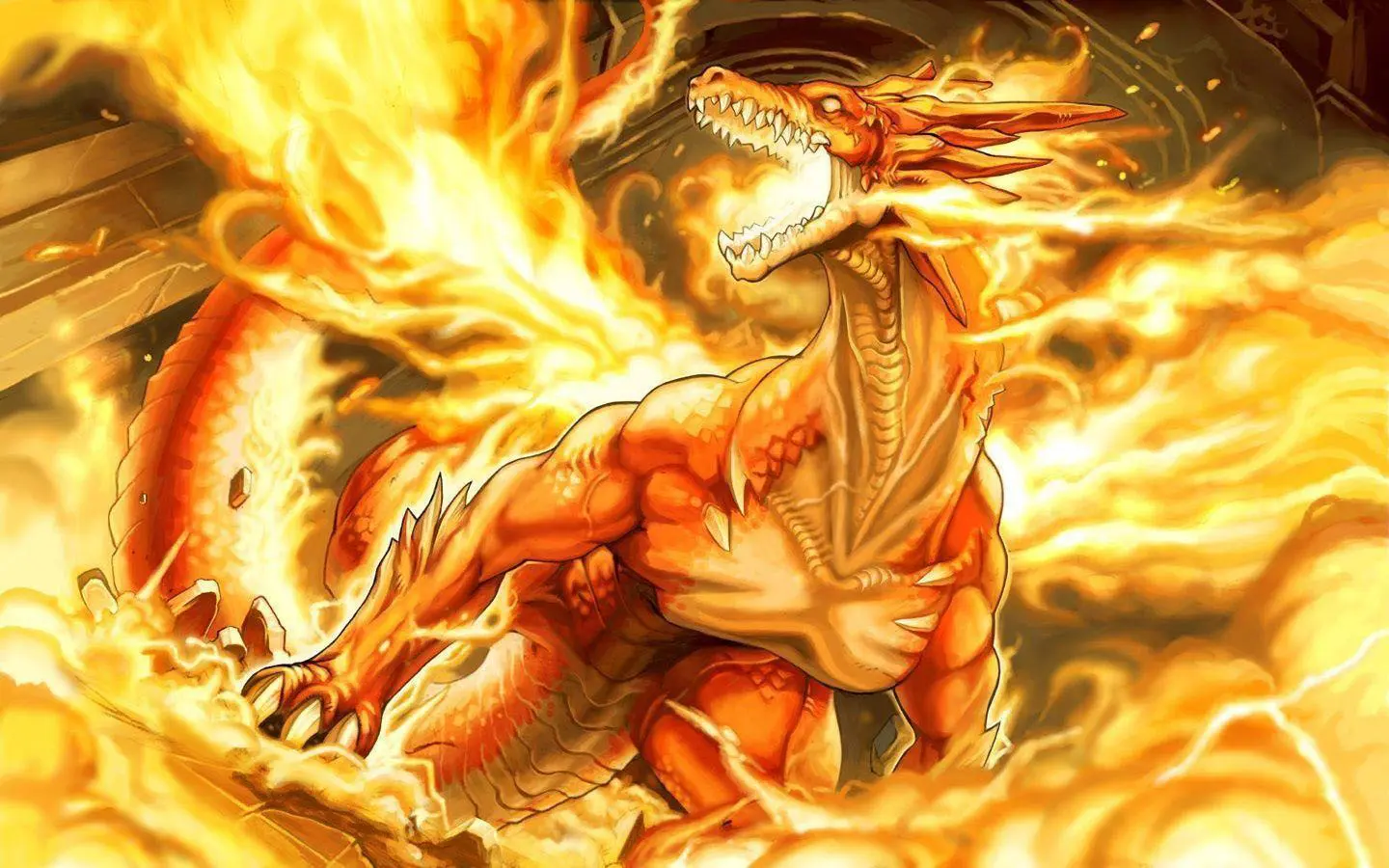 Rồng anime phun lửa mạnh mẽ trong thế giới huyễn ảo