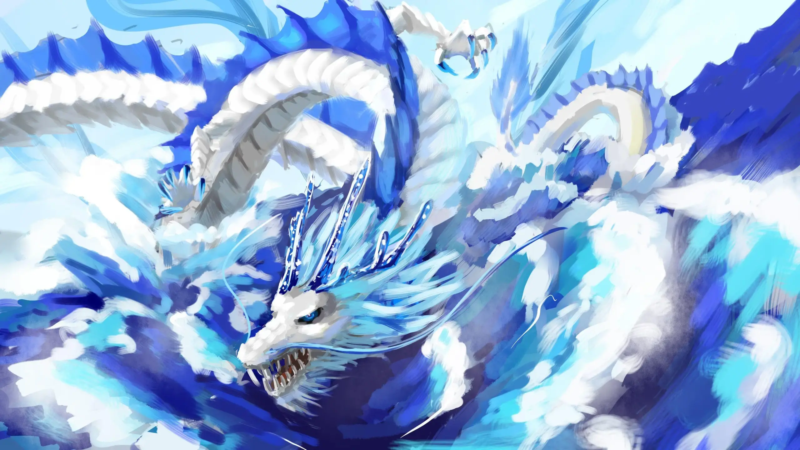 Rồng anime tuyệt đẹp uốn lượn trong vòng xoáy bão tố